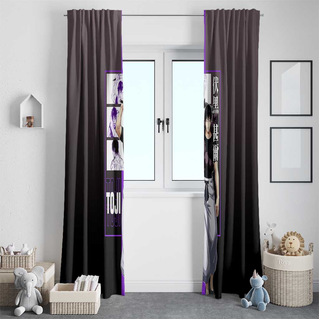 Fushiguro Toji from Jujutsu Kaisen Window Curtain with Purple and Black Background and Multiple Poses Design - The Mazicc