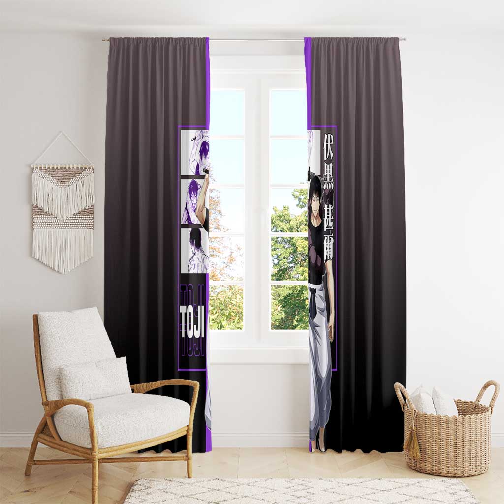 Fushiguro Toji from Jujutsu Kaisen Window Curtain with Purple and Black Background and Multiple Poses Design - The Mazicc