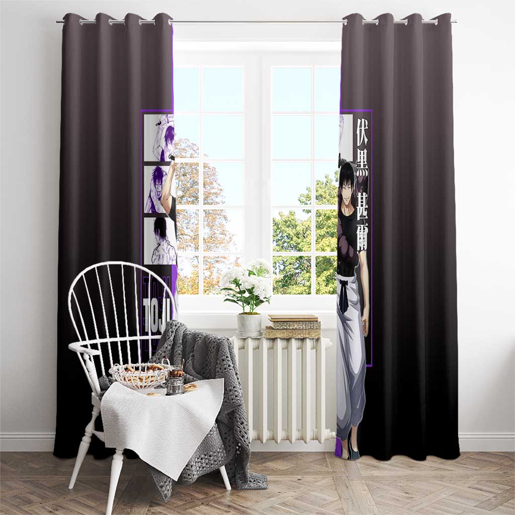 Fushiguro Toji from Jujutsu Kaisen Window Curtain with Purple and Black Background and Multiple Poses Design - The Mazicc