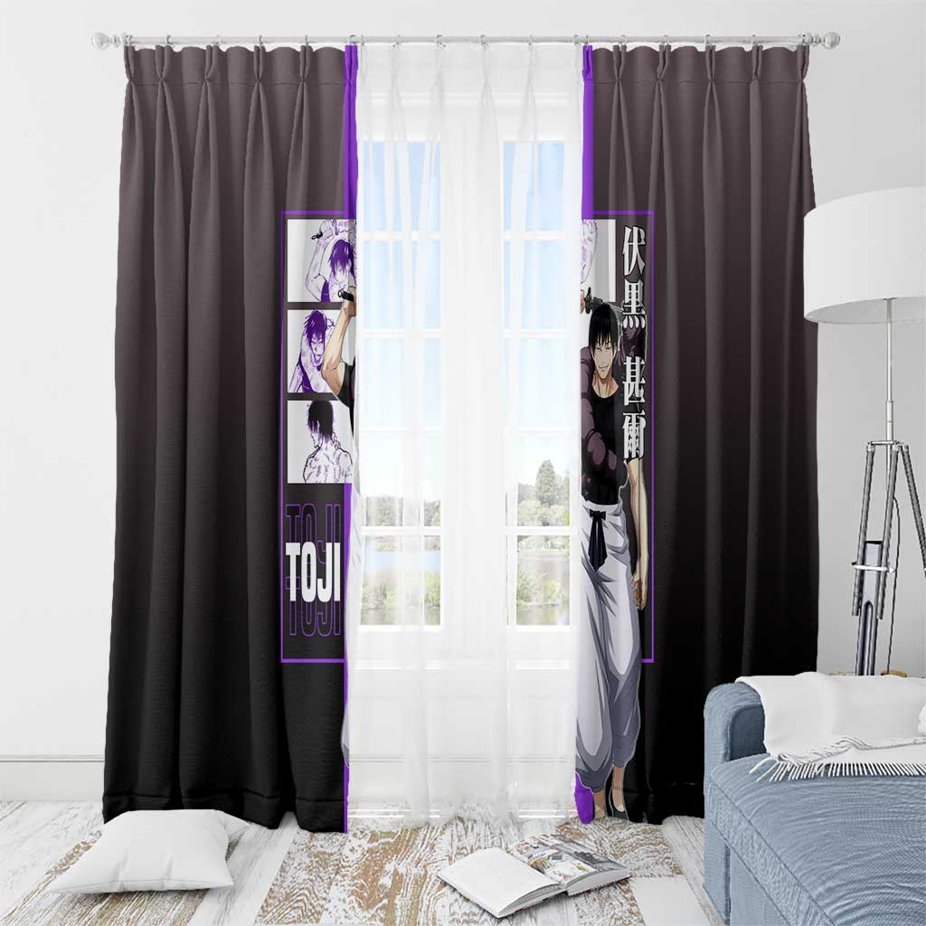 Fushiguro Toji from Jujutsu Kaisen Window Curtain with Purple and Black Background and Multiple Poses Design - The Mazicc