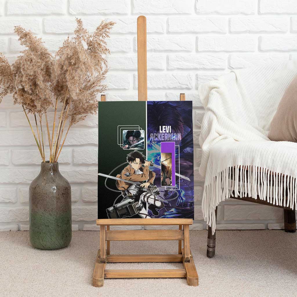 Levi Ackerman from Attack on Titan Canvas Wall Art with Dynamic Poses and Green Background Design - The Mazicc