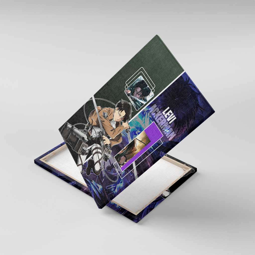 Levi Ackerman from Attack on Titan Canvas Wall Art with Dynamic Poses and Green Background Design - The Mazicc