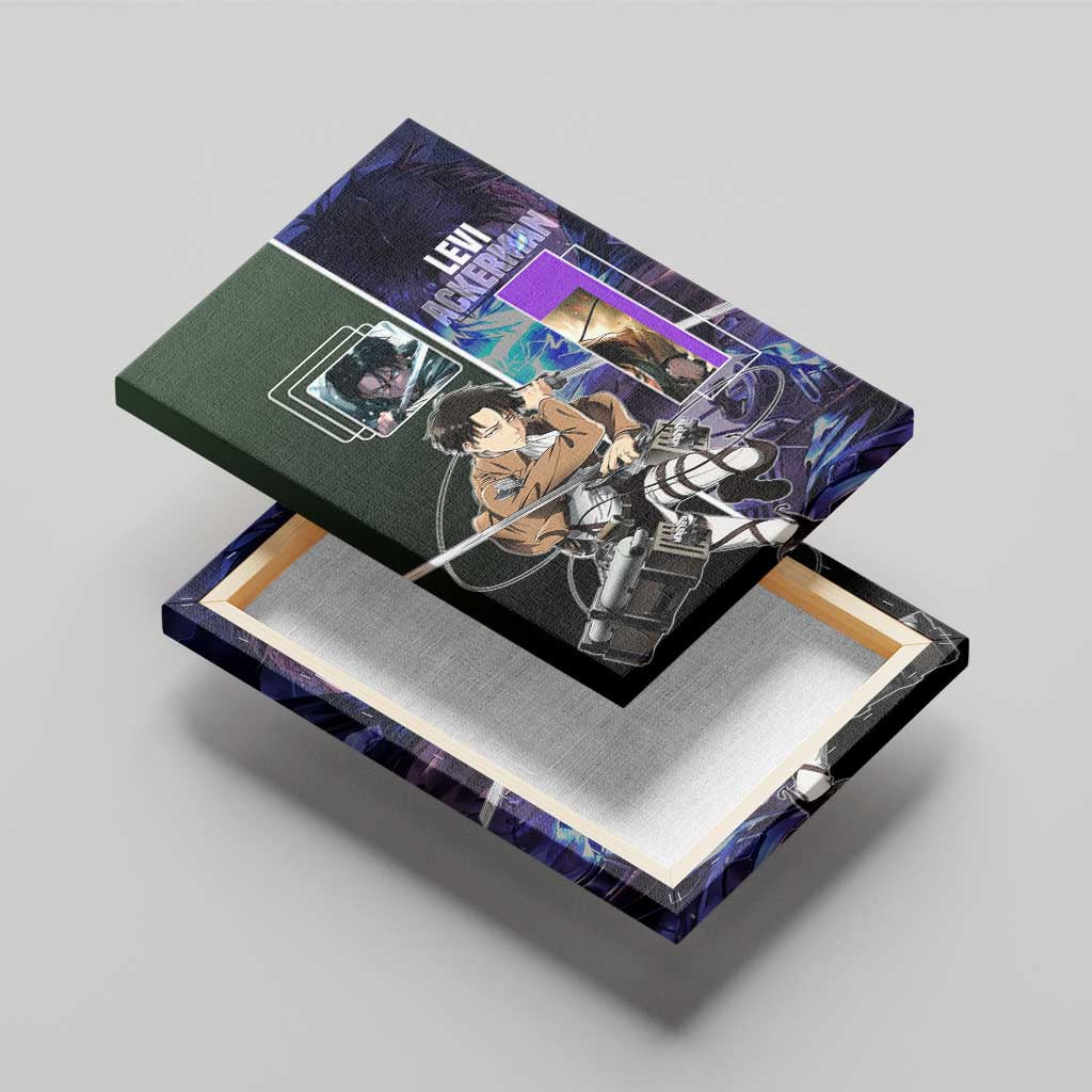 Levi Ackerman from Attack on Titan Canvas Wall Art with Dynamic Poses and Green Background Design - The Mazicc