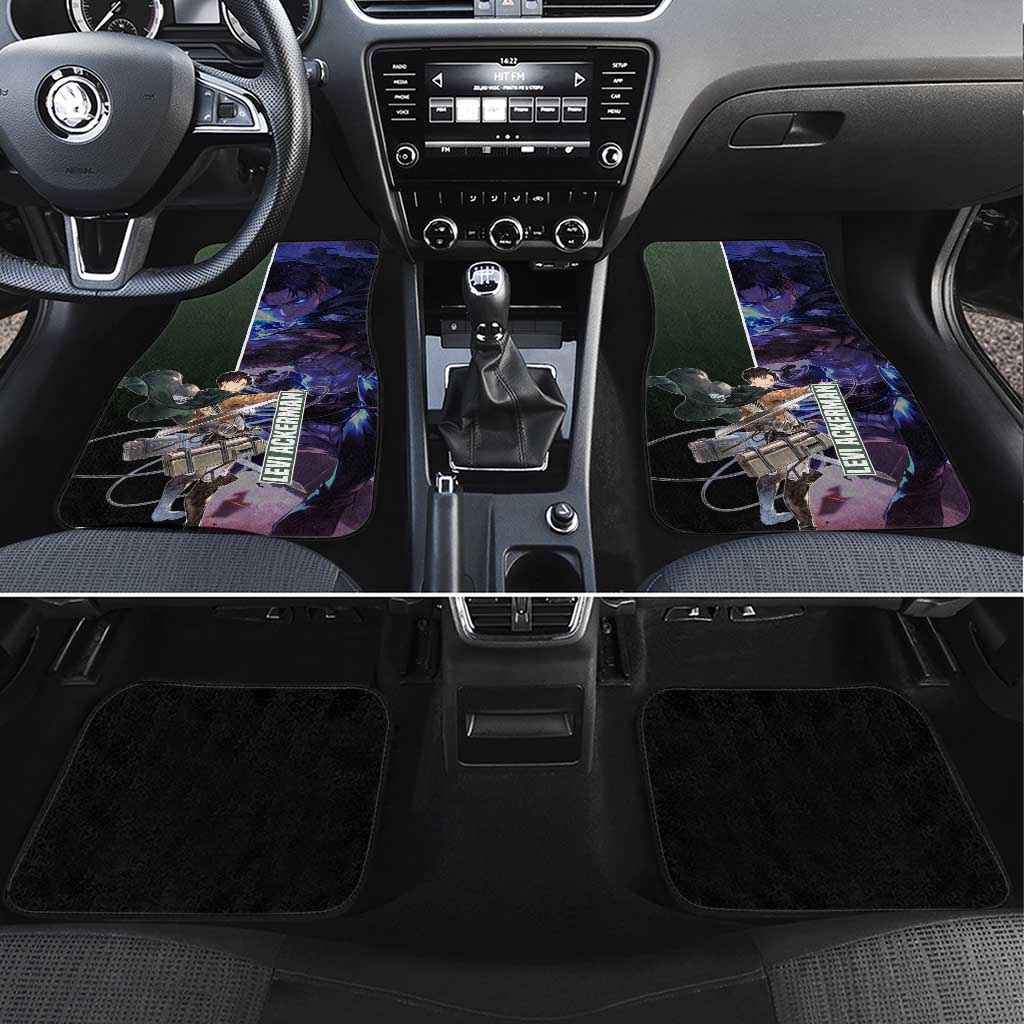Levi Ackerman from Attack on Titan Car Mats with Dynamic Poses and Green Background Design - The Mazicc