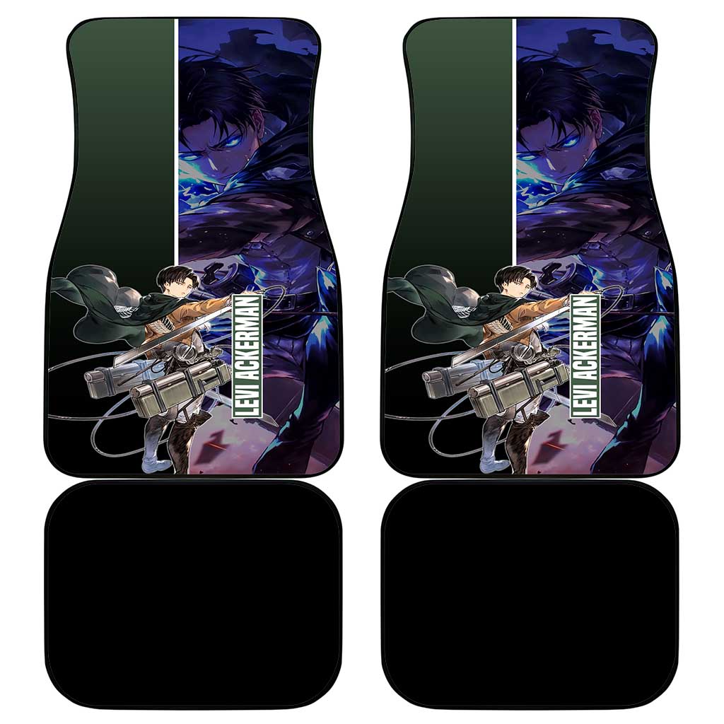 Levi Ackerman from Attack on Titan Car Mats with Dynamic Poses and Green Background Design - The Mazicc