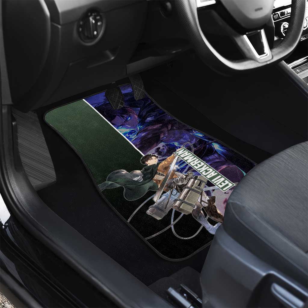 Levi Ackerman from Attack on Titan Car Mats with Dynamic Poses and Green Background Design - The Mazicc