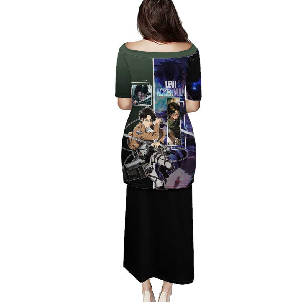 Levi Ackerman from Attack on Titan Puletasi with Dynamic Poses and Green Background Design - The Mazicc