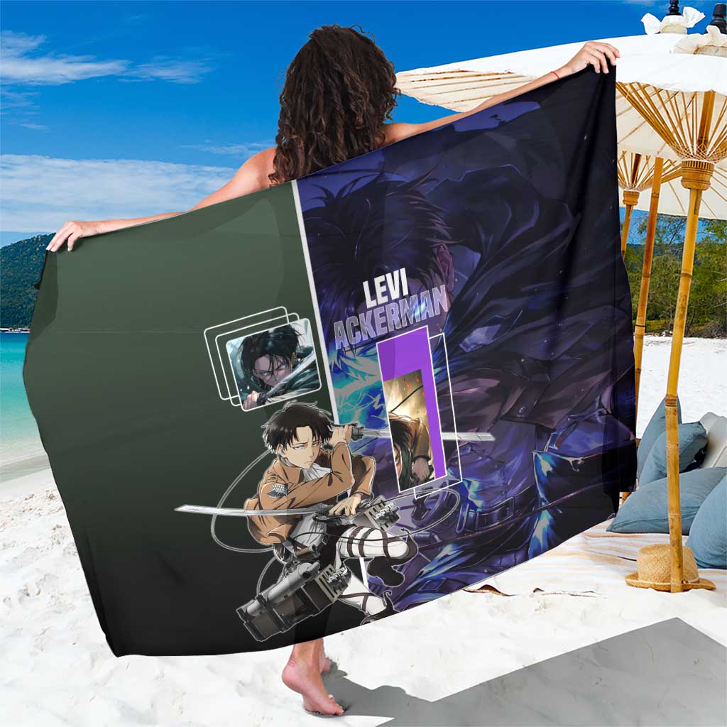 Levi Ackerman from Attack on Titan Sarong with Dynamic Poses and Green Background Design - The Mazicc