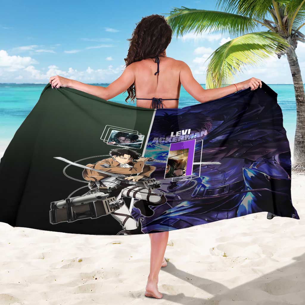 Levi Ackerman from Attack on Titan Sarong with Dynamic Poses and Green Background Design - The Mazicc