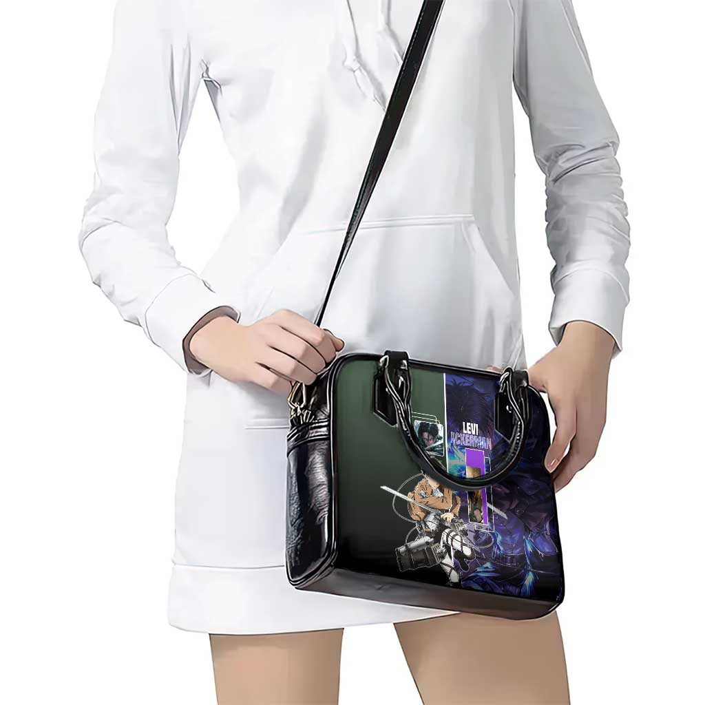 Levi Ackerman from Attack on Titan Shoulder Handbag with Dynamic Poses and Green Background Design - The Mazicc