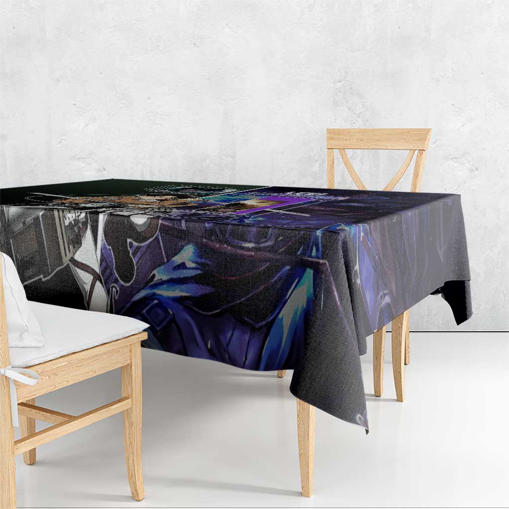 Levi Ackerman from Attack on Titan Tablecloth with Dynamic Poses and Green Background Design - The Mazicc