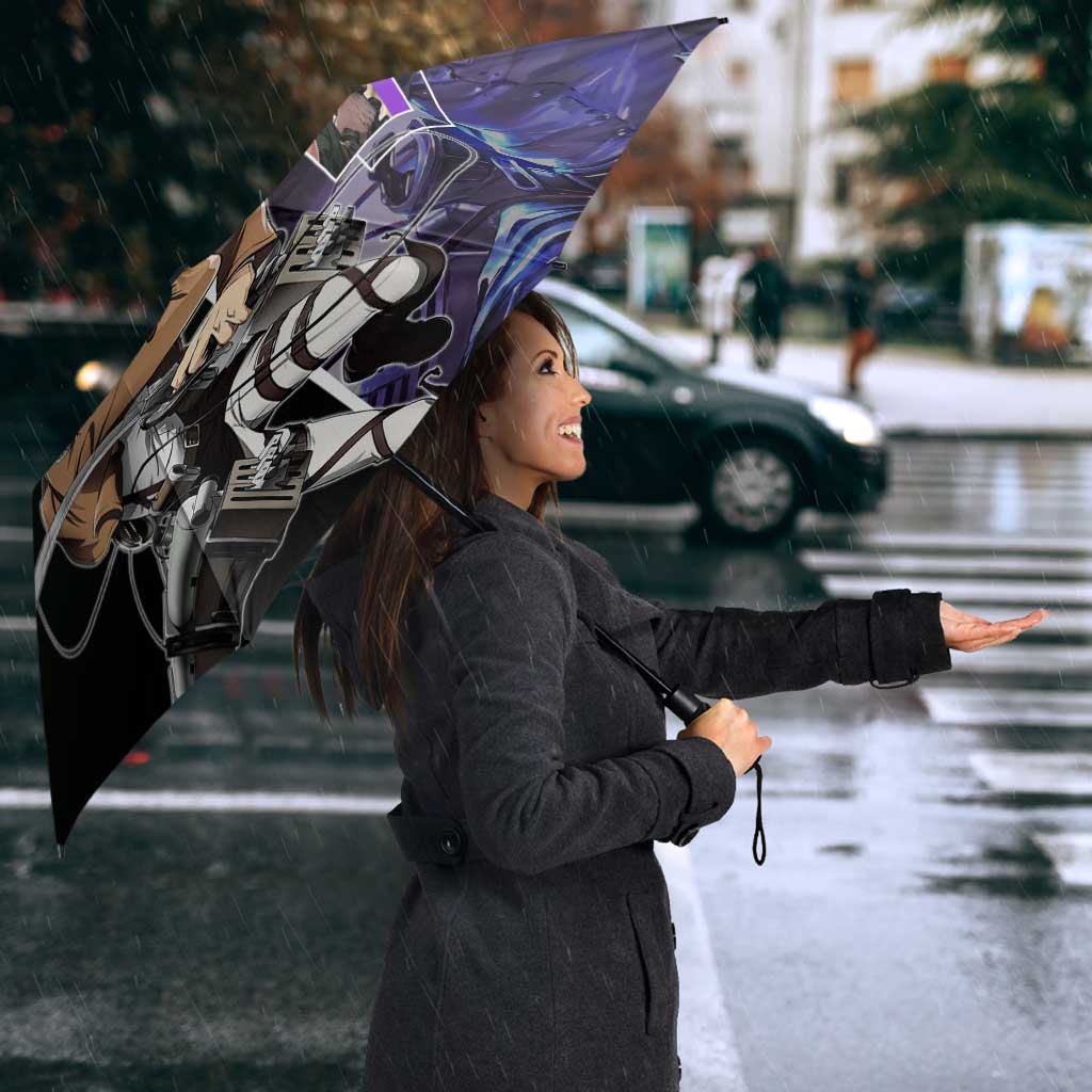 Levi Ackerman from Attack on Titan Umbrella with Dynamic Poses and Green Background Design - The Mazicc