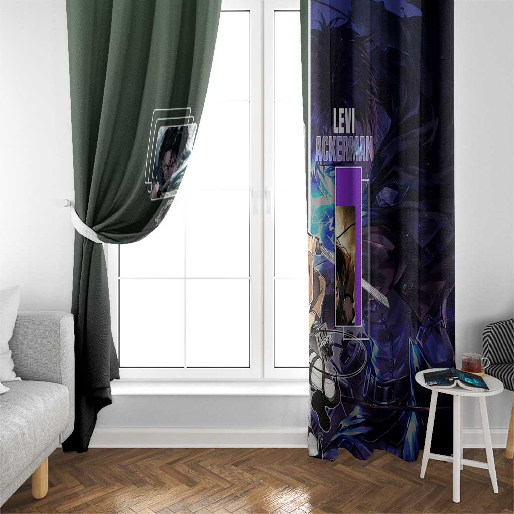 Levi Ackerman from Attack on Titan Window Curtain with Dynamic Poses and Green Background Design - The Mazicc