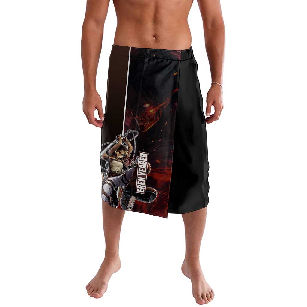 Eren Yeager from Attack on Titan Lavalava with Action Poses and Fiery Background Design - The Mazicc
