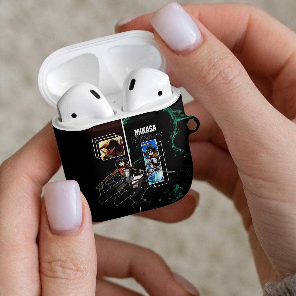 Mikasa Ackerman from Attack on Titan AirPods Case with Sword and Action Pose Design - The Mazicc