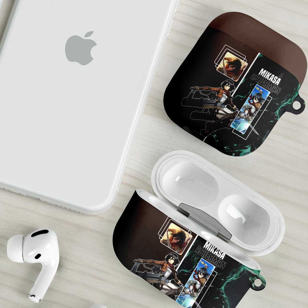 Mikasa Ackerman from Attack on Titan AirPods Case with Sword and Action Pose Design - The Mazicc
