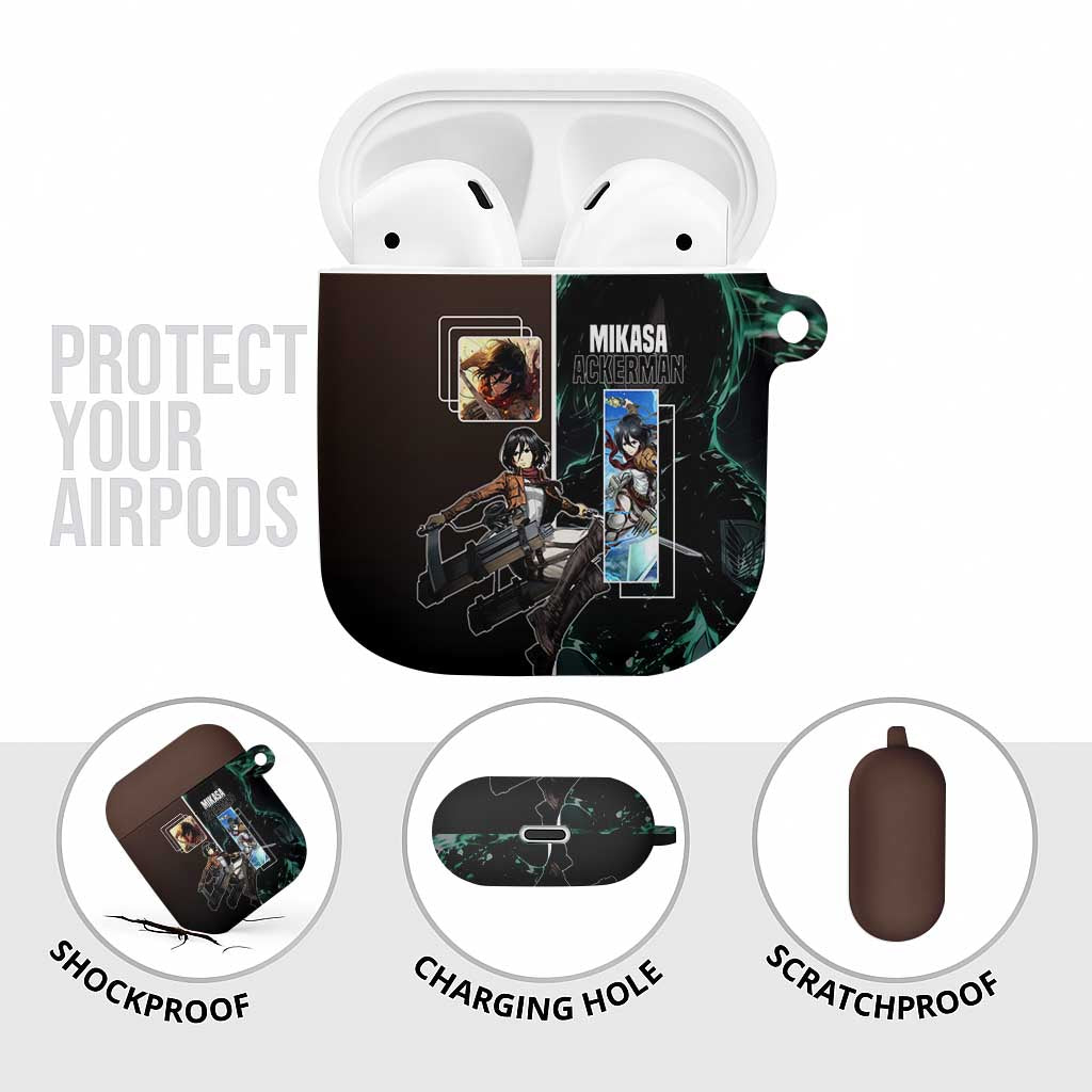 Mikasa Ackerman from Attack on Titan AirPods Case with Sword and Action Pose Design - The Mazicc