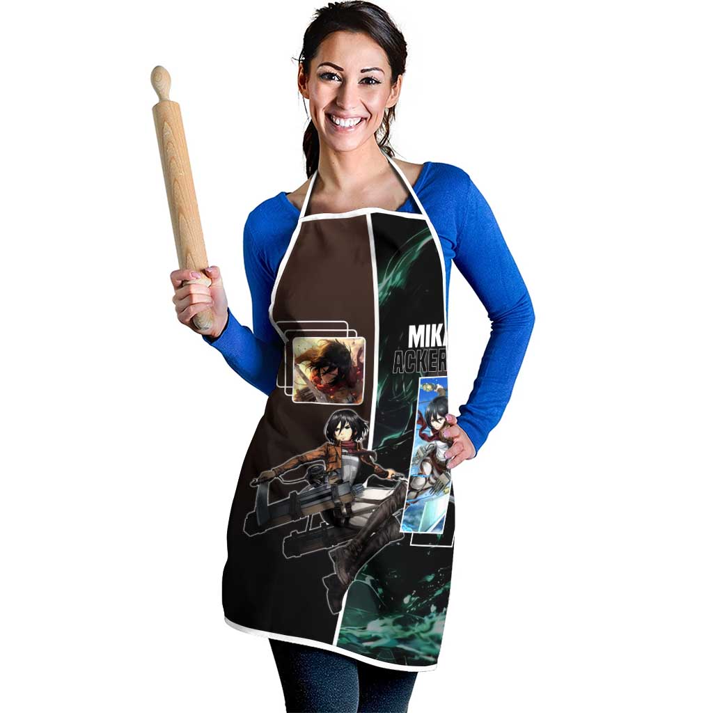 Mikasa Ackerman from Attack on Titan Apron with Sword and Action Pose Design - The Mazicc