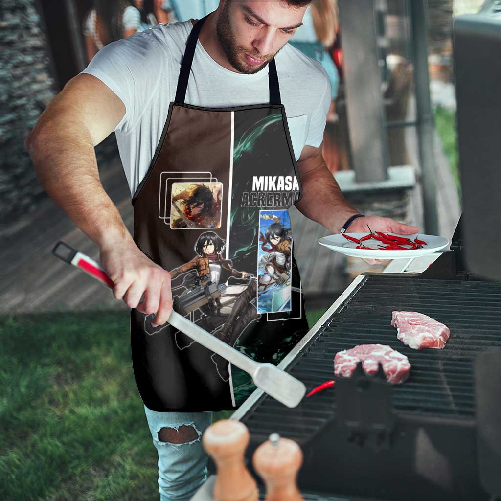 Mikasa Ackerman from Attack on Titan Apron with Sword and Action Pose Design - The Mazicc
