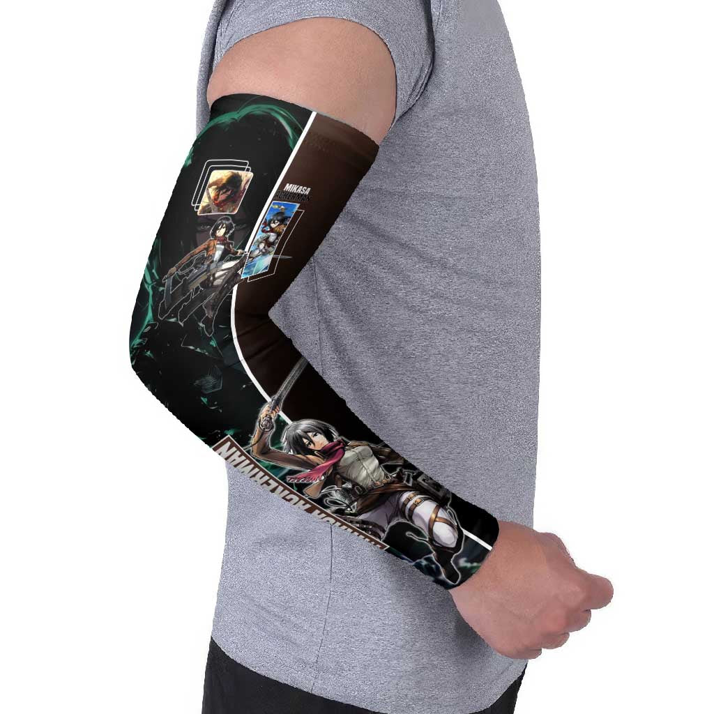 Mikasa Ackerman from Attack on Titan Arm Sleeves with Sword and Action Pose Design - The Mazicc