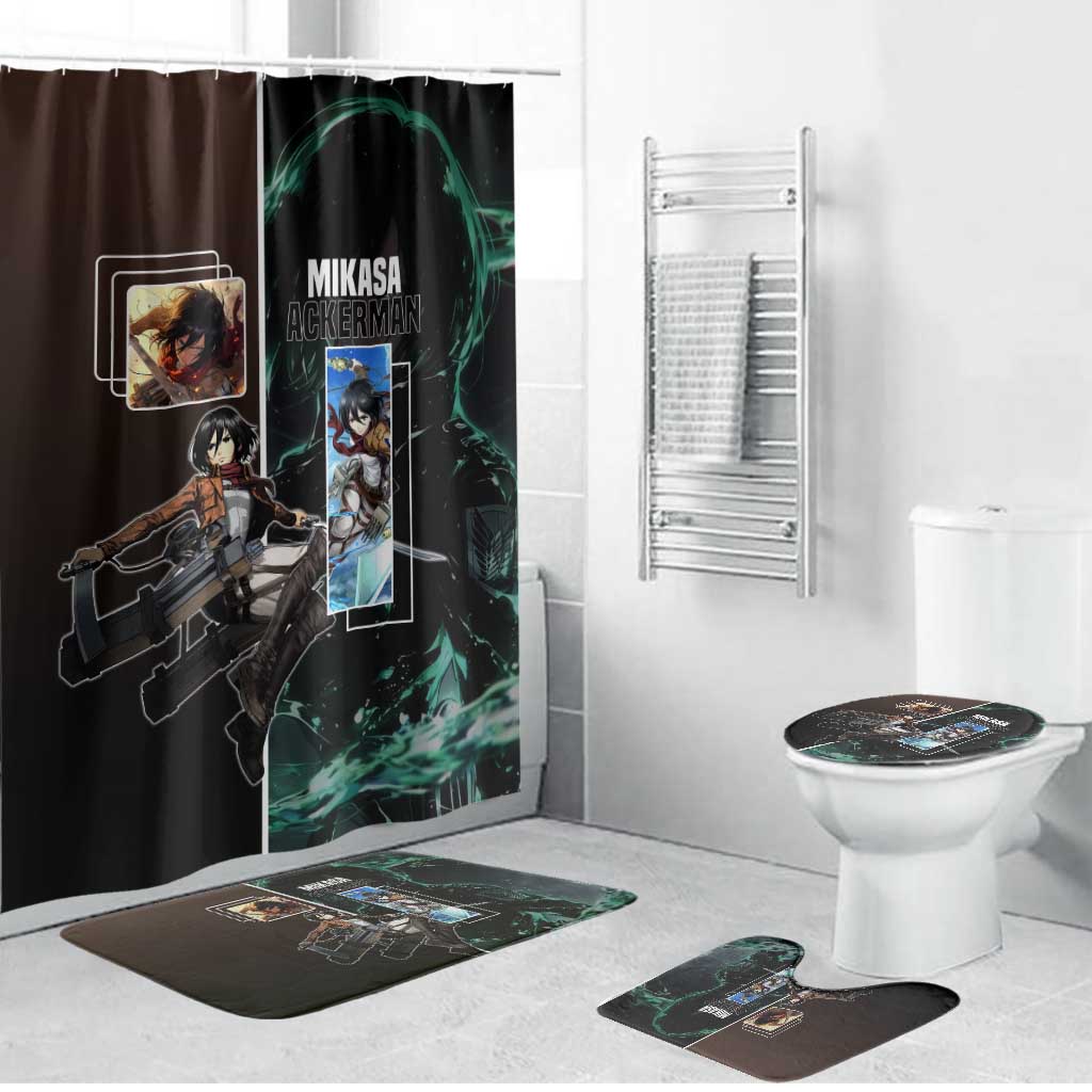 Mikasa Ackerman from Attack on Titan Bathroom Set with Sword and Action Pose Design - The Mazicc