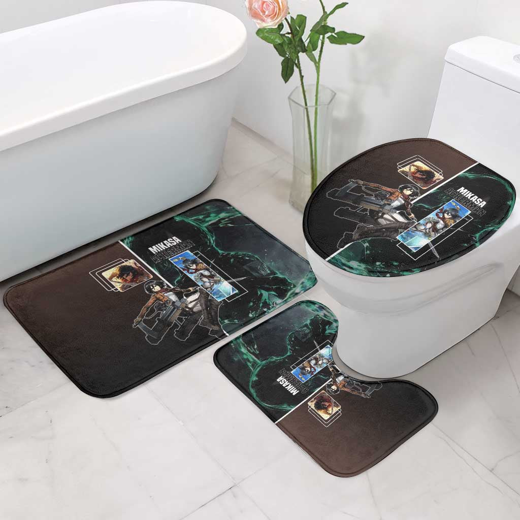 Mikasa Ackerman from Attack on Titan Bathroom Set with Sword and Action Pose Design - The Mazicc