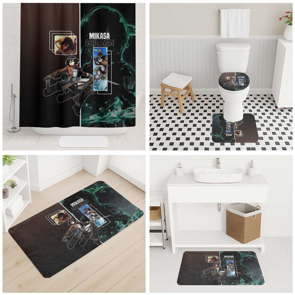 Mikasa Ackerman from Attack on Titan Bathroom Set with Sword and Action Pose Design - The Mazicc