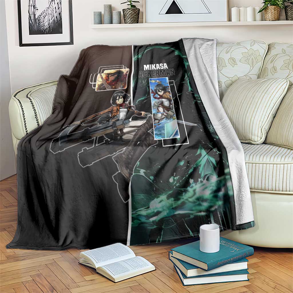 Mikasa Ackerman from Attack on Titan Blanket with Sword and Action Pose Design - The Mazicc