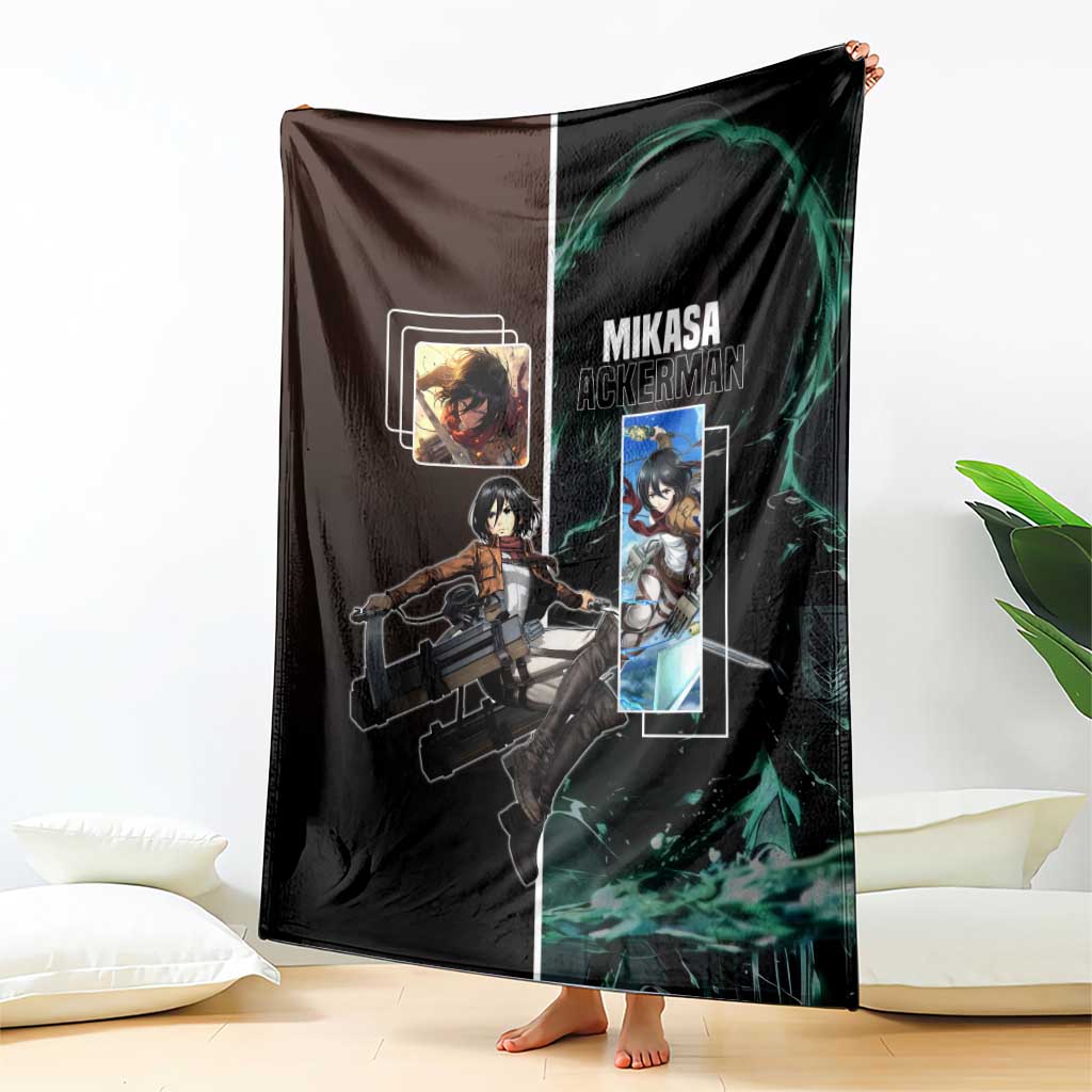 Mikasa Ackerman from Attack on Titan Blanket with Sword and Action Pose Design - The Mazicc