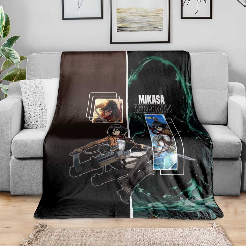 Mikasa Ackerman from Attack on Titan Blanket with Sword and Action Pose Design - The Mazicc