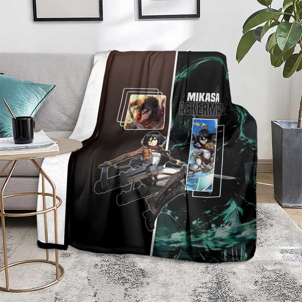Mikasa Ackerman from Attack on Titan Blanket with Sword and Action Pose Design - The Mazicc