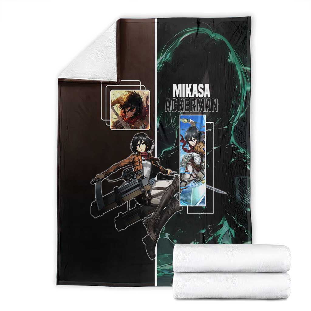 Mikasa Ackerman from Attack on Titan Blanket with Sword and Action Pose Design - The Mazicc