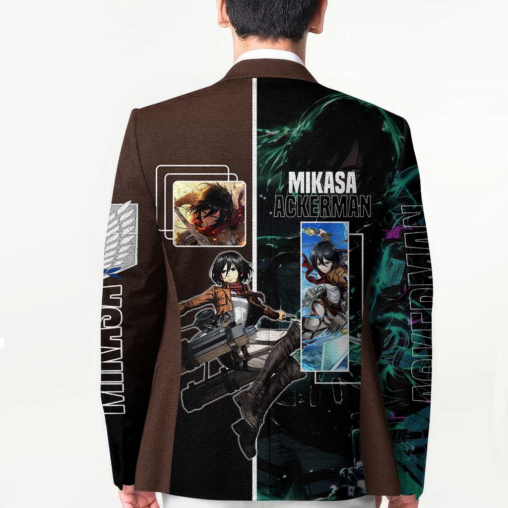 Mikasa Ackerman from Attack on Titan Blazer with Sword and Action Pose Design - The Mazicc