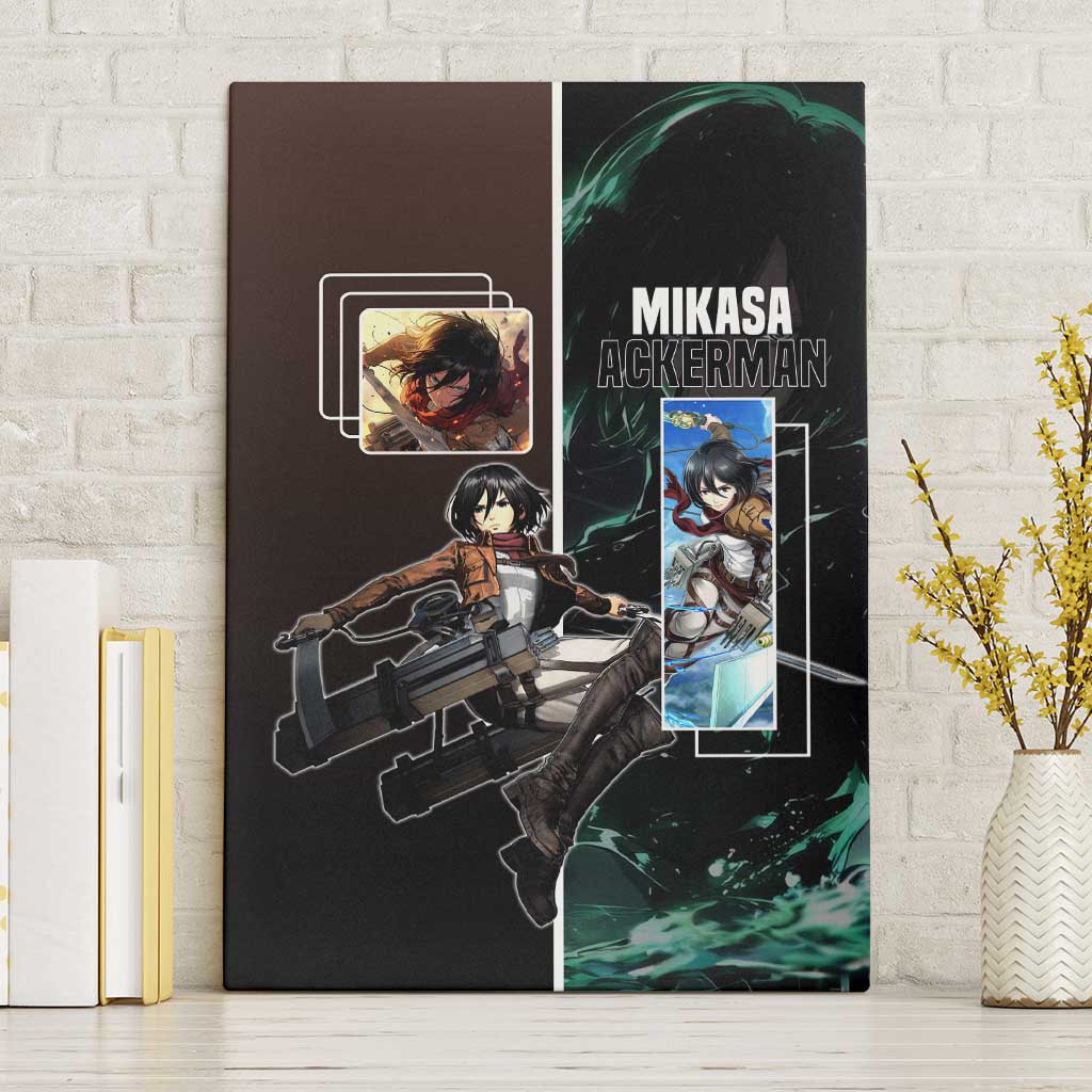 Mikasa Ackerman from Attack on Titan Canvas Wall Art with Sword and Action Pose Design - The Mazicc