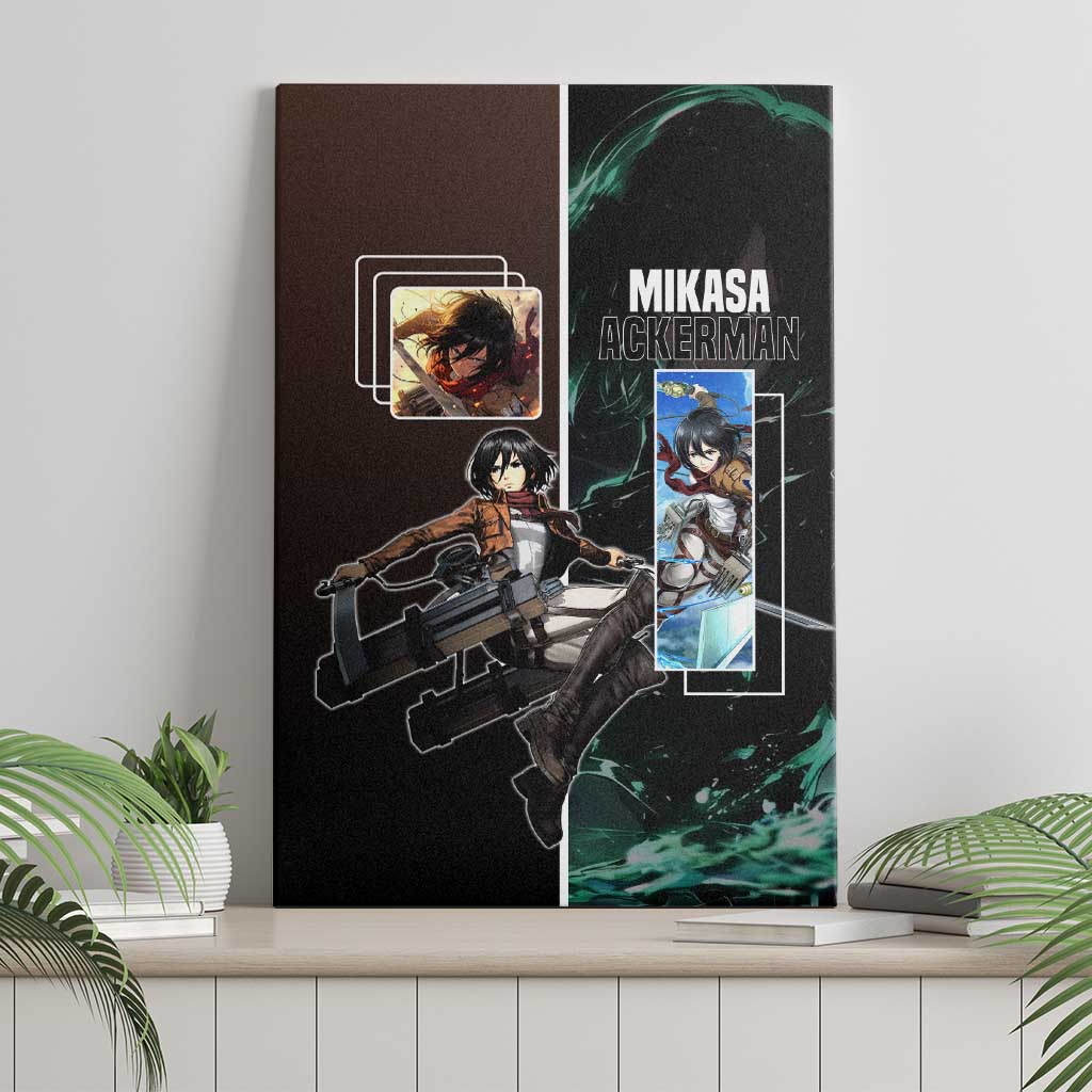 Mikasa Ackerman from Attack on Titan Canvas Wall Art with Sword and Action Pose Design - The Mazicc
