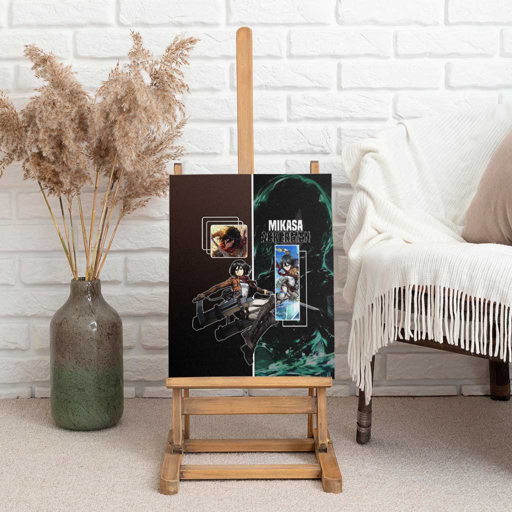Mikasa Ackerman from Attack on Titan Canvas Wall Art with Sword and Action Pose Design - The Mazicc