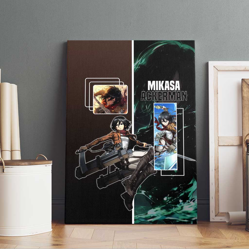 Mikasa Ackerman from Attack on Titan Canvas Wall Art with Sword and Action Pose Design - The Mazicc