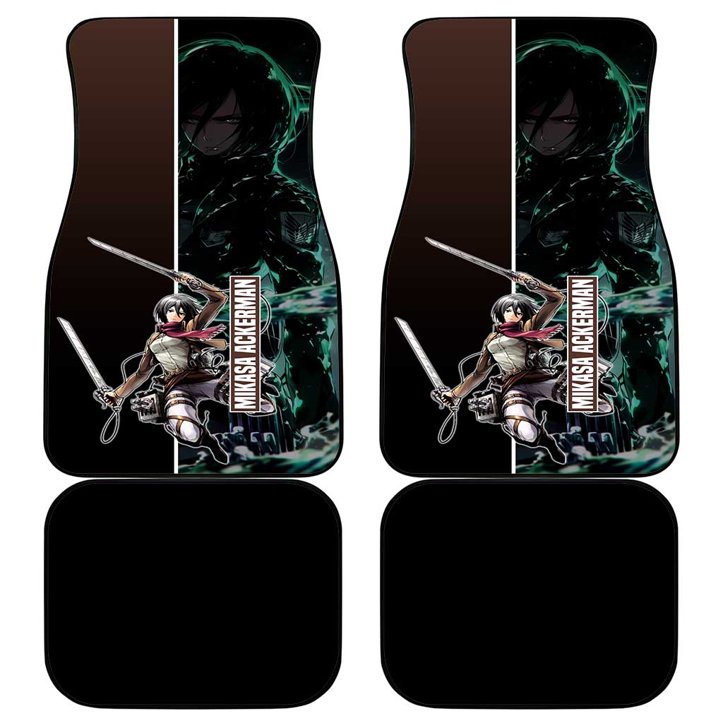 Mikasa Ackerman from Attack on Titan Car Mats with Sword and Action Pose Design - The Mazicc