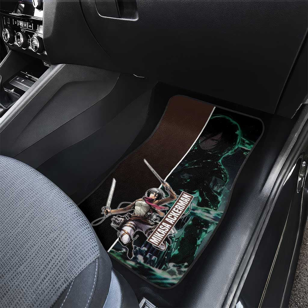 Mikasa Ackerman from Attack on Titan Car Mats with Sword and Action Pose Design - The Mazicc