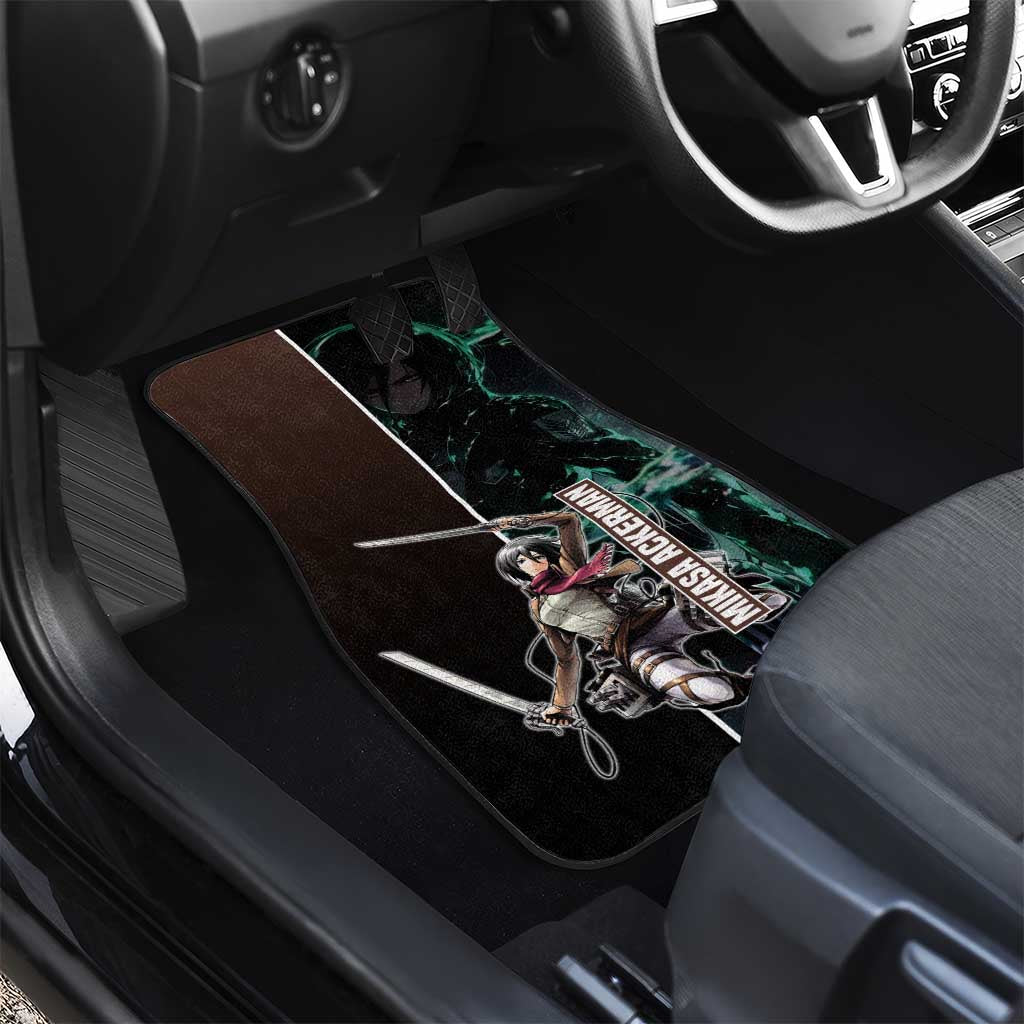 Mikasa Ackerman from Attack on Titan Car Mats with Sword and Action Pose Design - The Mazicc
