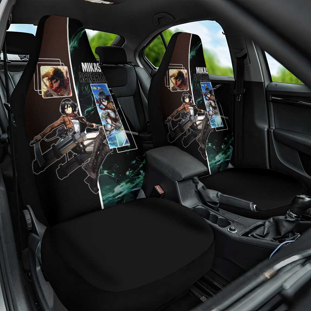 Mikasa Ackerman from Attack on Titan Car Seat Cover with Sword and Action Pose Design - The Mazicc