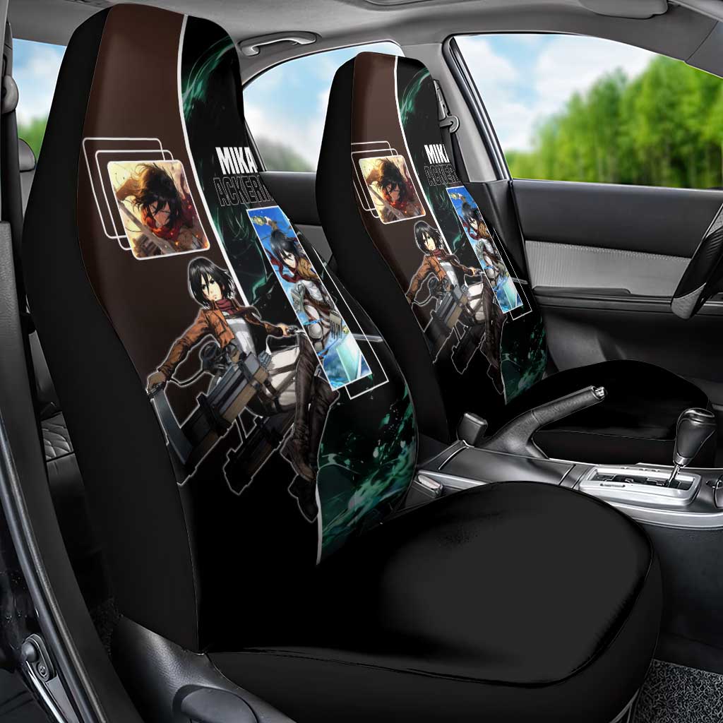 Mikasa Ackerman from Attack on Titan Car Seat Cover with Sword and Action Pose Design - The Mazicc