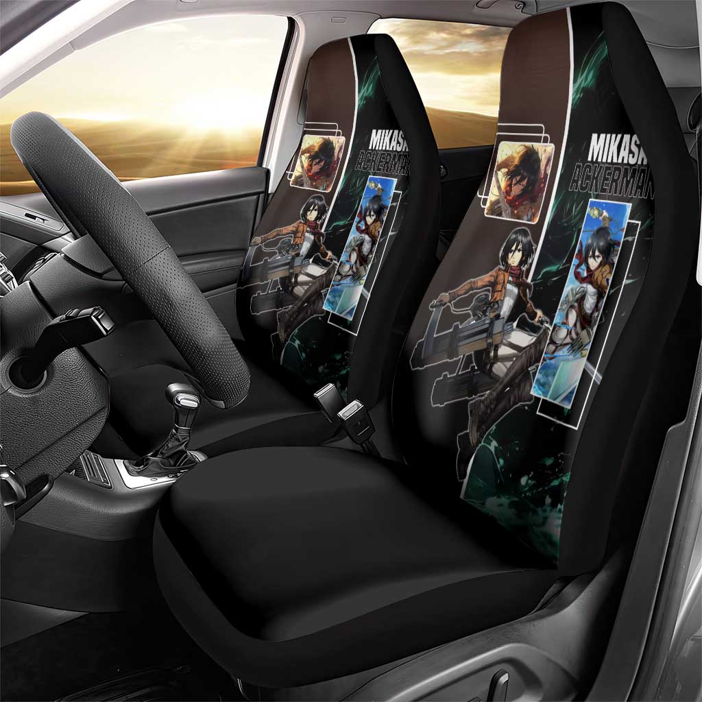 Mikasa Ackerman from Attack on Titan Car Seat Cover with Sword and Action Pose Design - The Mazicc