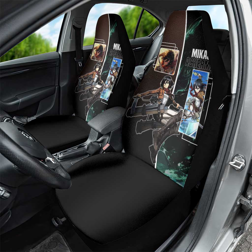 Mikasa Ackerman from Attack on Titan Car Seat Cover with Sword and Action Pose Design - The Mazicc