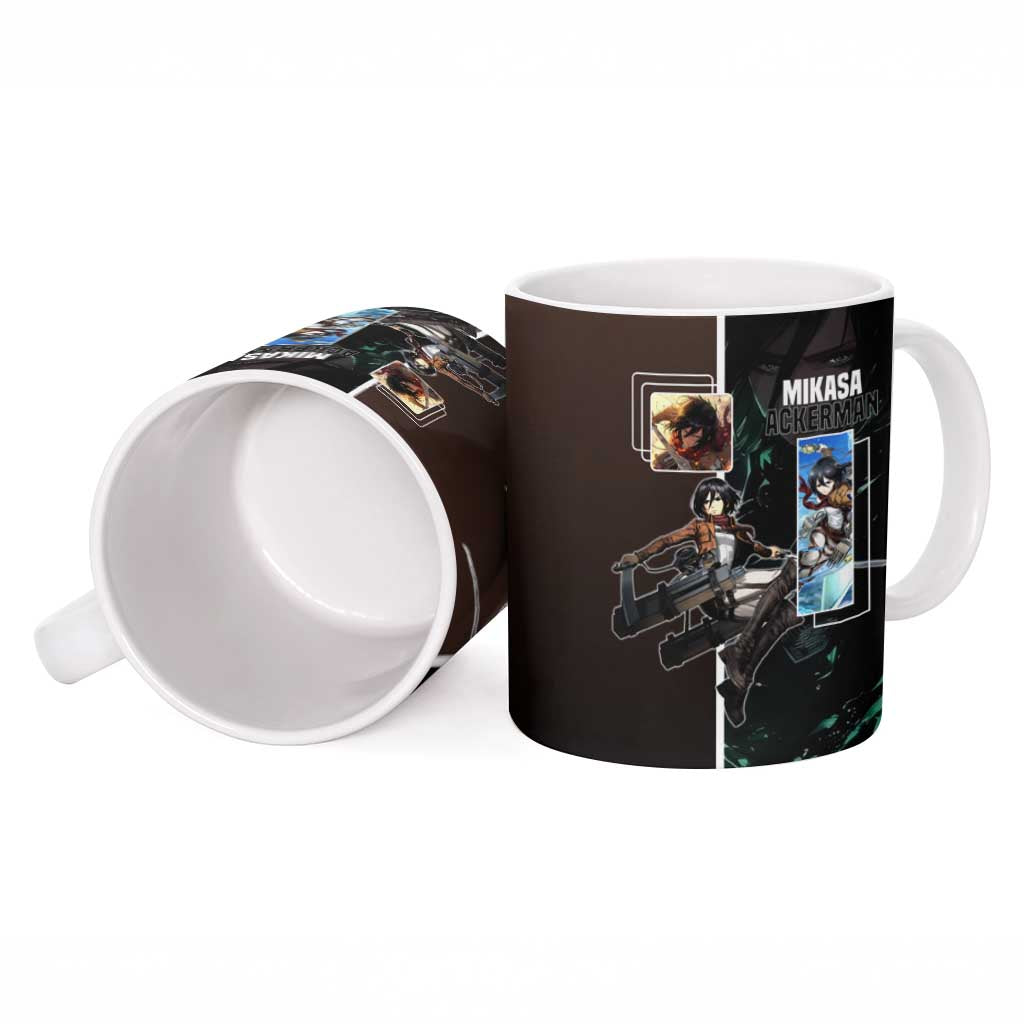 Mikasa Ackerman from Attack on Titan Ceramic Mug with Sword and Action Pose Design - The Mazicc