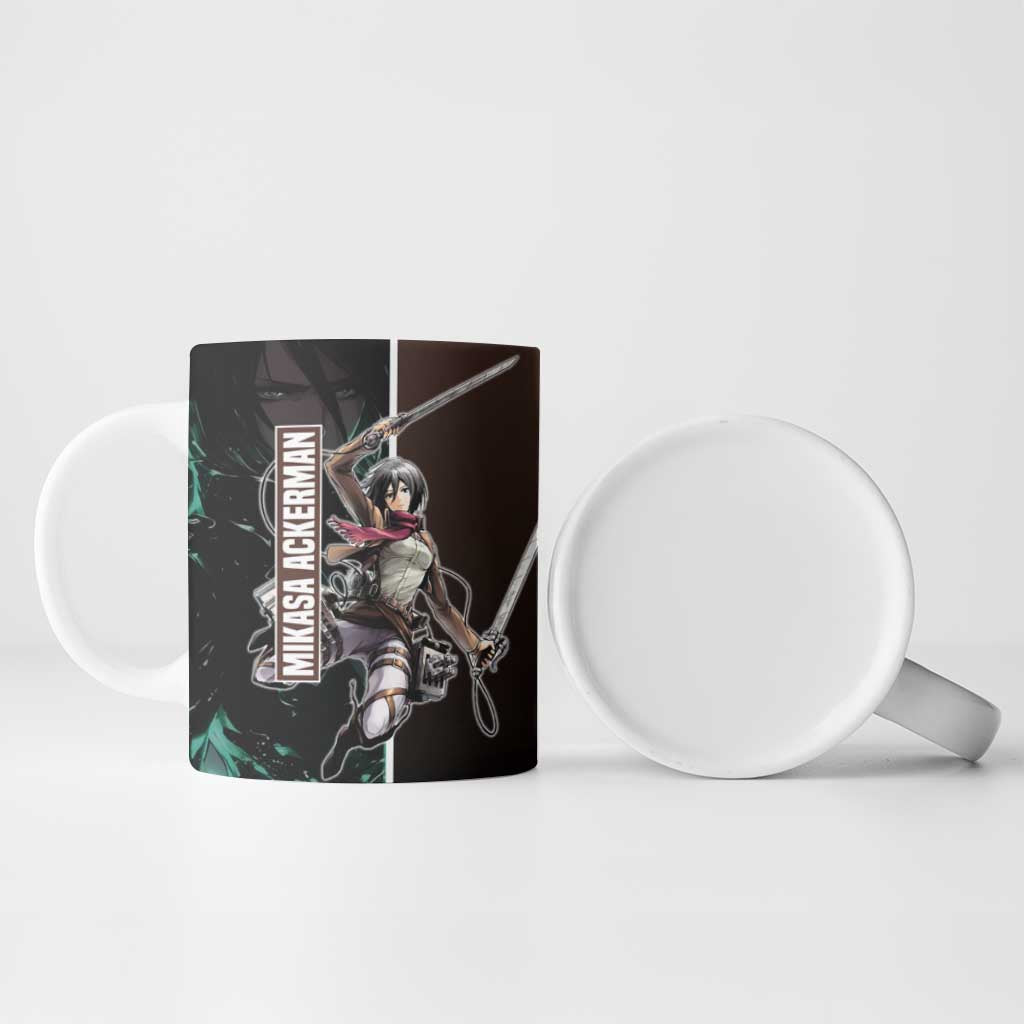 Mikasa Ackerman from Attack on Titan Ceramic Mug with Sword and Action Pose Design - The Mazicc