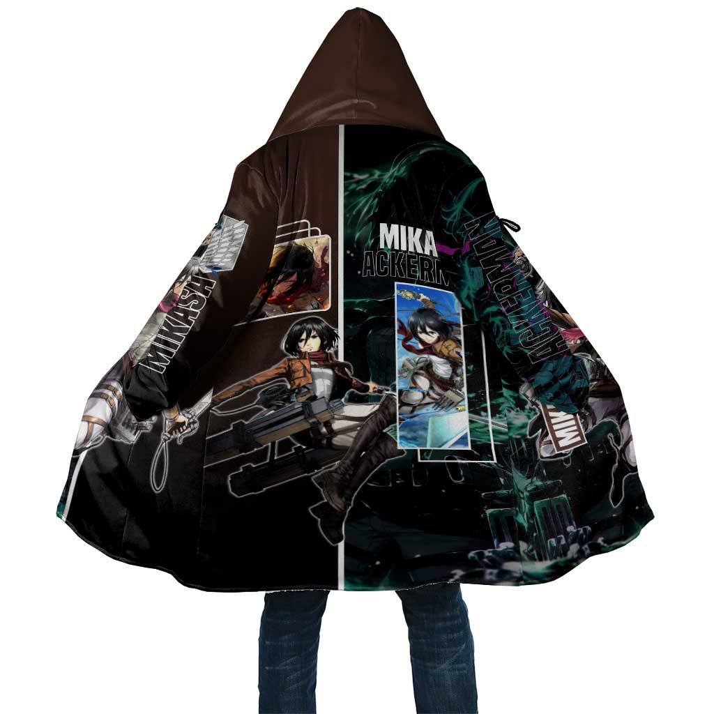 Mikasa Ackerman from Attack on Titan Cloak with Sword and Action Pose Design - The Mazicc