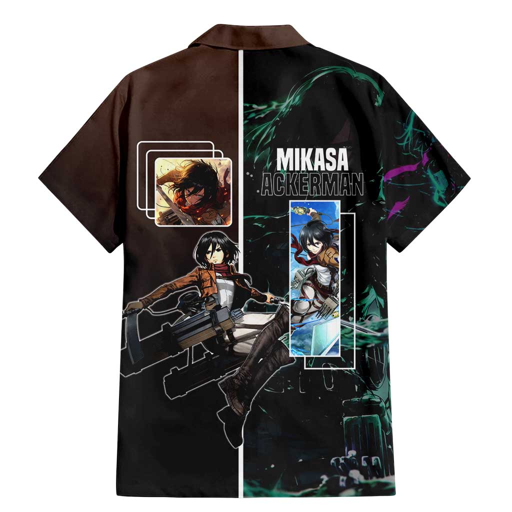 Mikasa Ackerman from Attack on Titan Family Matching Mermaid Dress and Hawaiian Shirt with Sword and Action Pose Design - The Mazicc