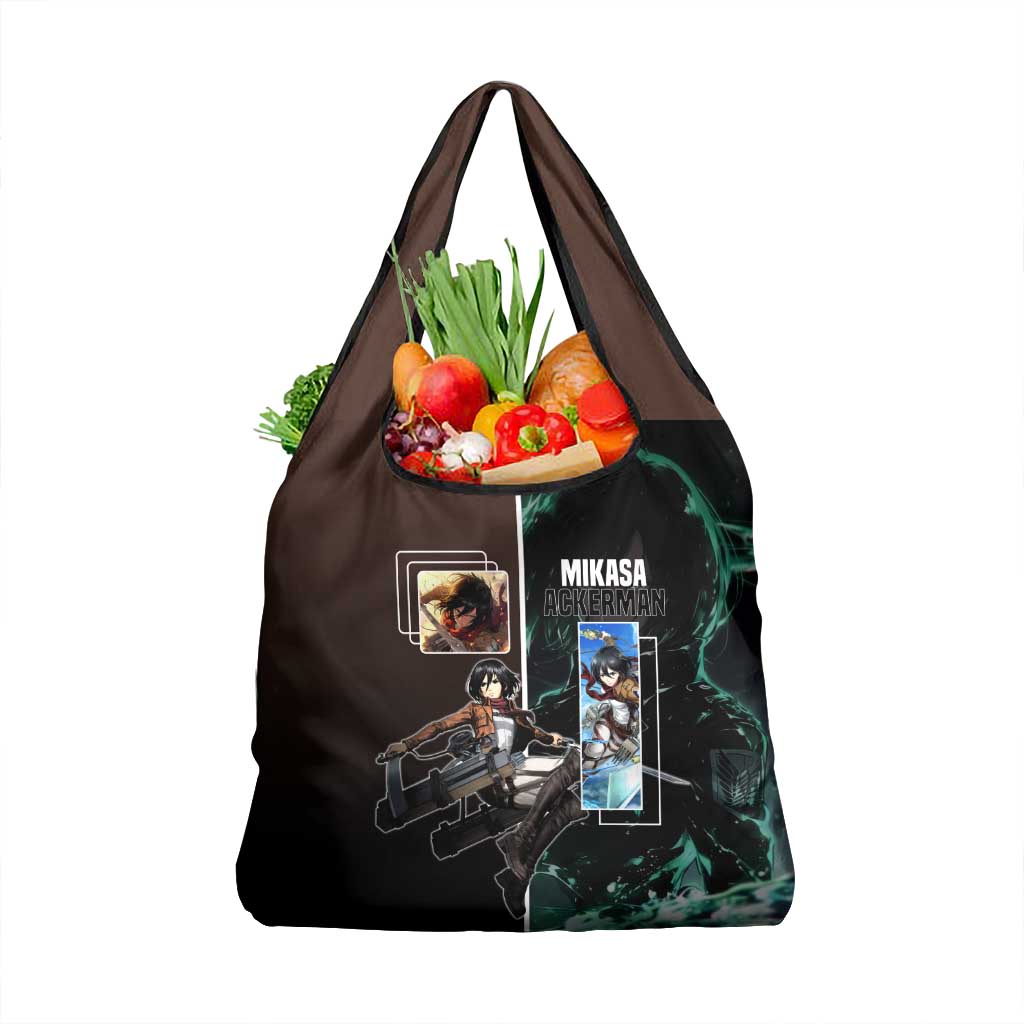 Mikasa Ackerman from Attack on Titan Grocery Bag with Sword and Action Pose Design - The Mazicc