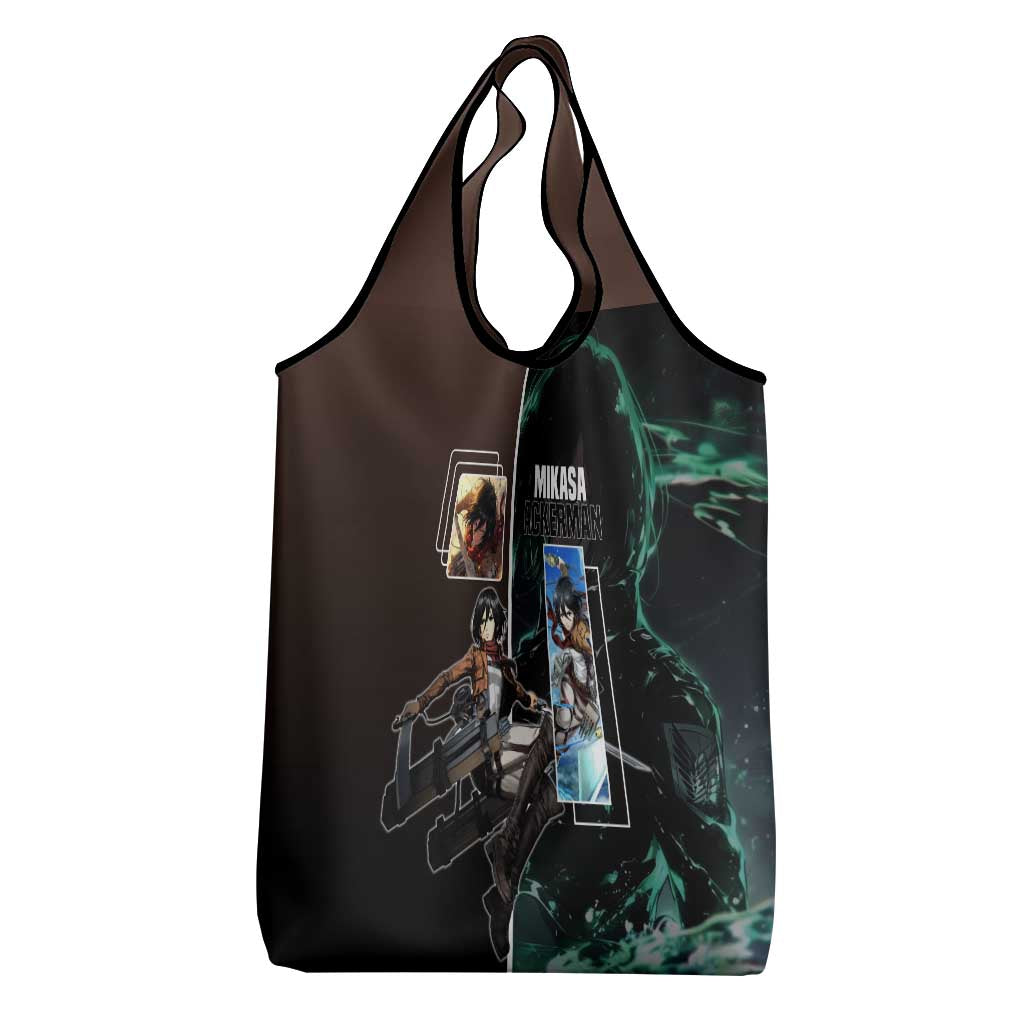Mikasa Ackerman from Attack on Titan Grocery Bag with Sword and Action Pose Design - The Mazicc